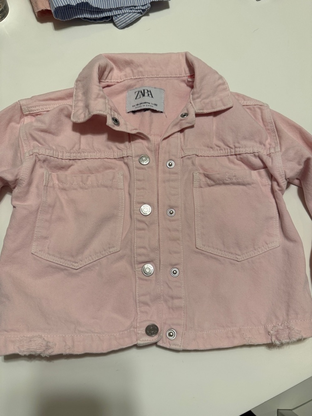 ZARA Kids Light Pink Denim Jacket with Chest Pockets